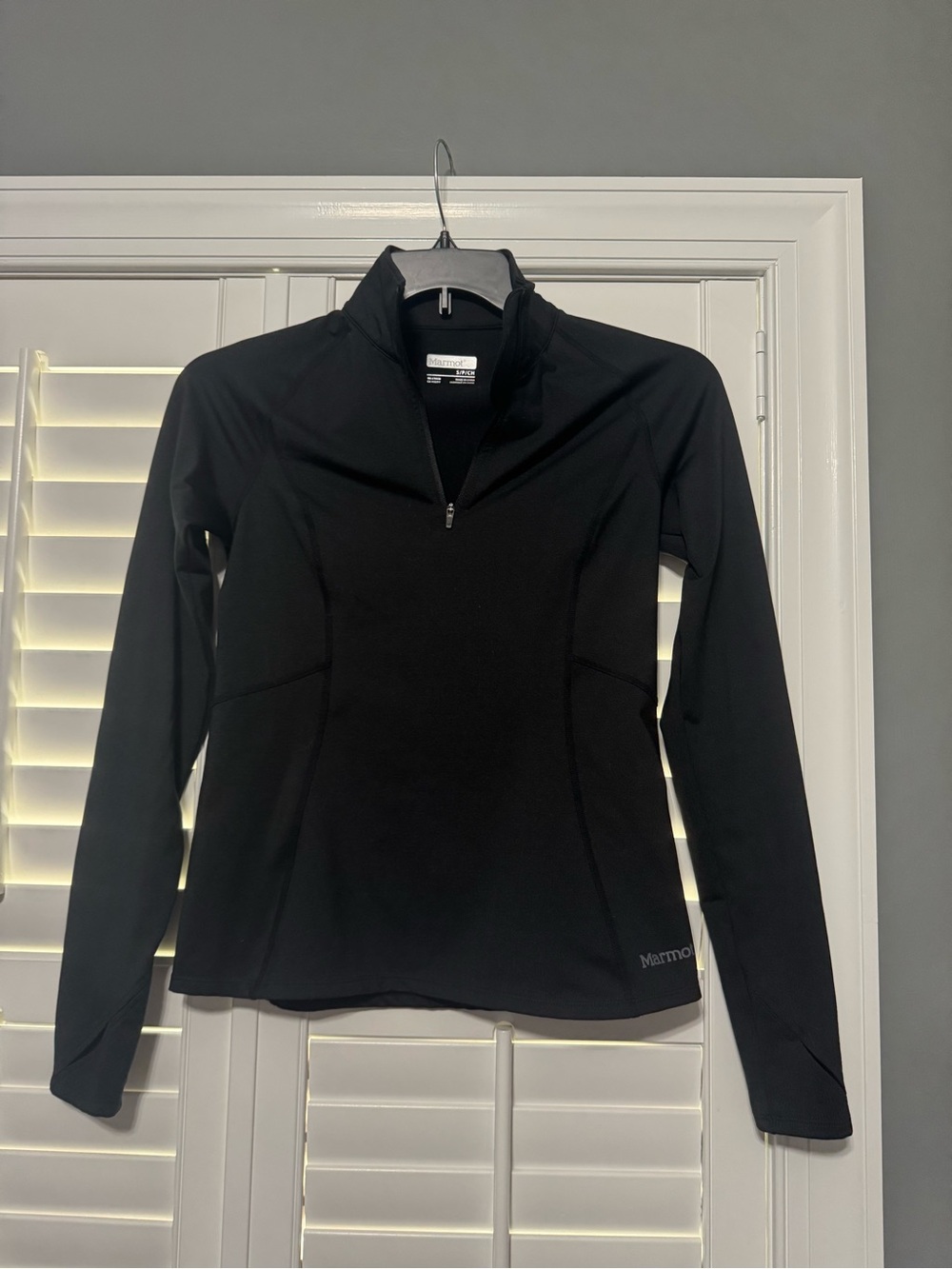 Marmot Black 1/4 Zip Performance Pullover S| Athletic Running Hiking EUC